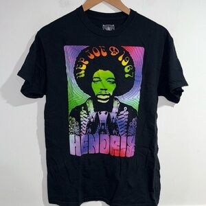 Jimmy Hendrix shirt purple haze hey Joe 1967 tie dye print groovy font medium